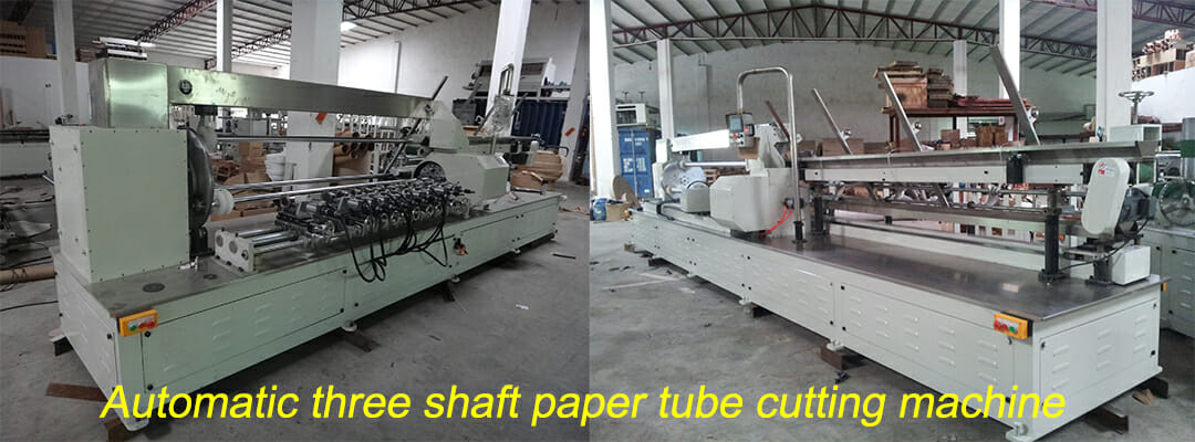 Automatic three shaft paper tube cutting machine